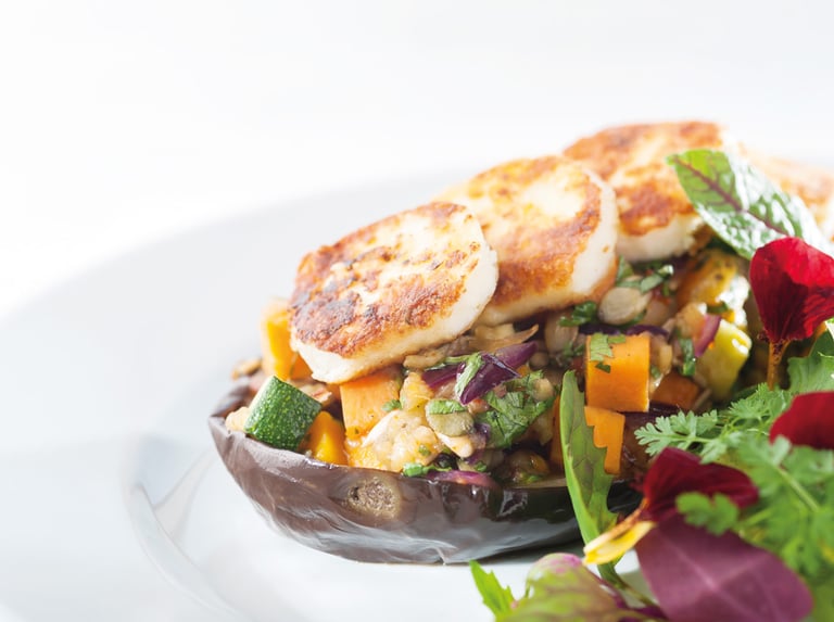 Vegetarian stuffed aubergine