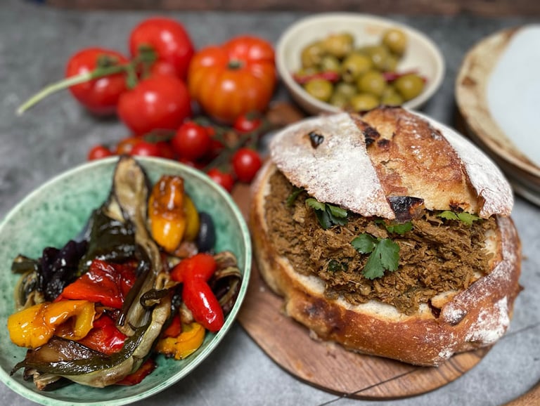 Cape Malay lamb bunny chow