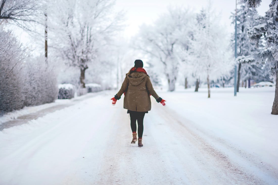 Girl in a wintery scene - how to survive winter
