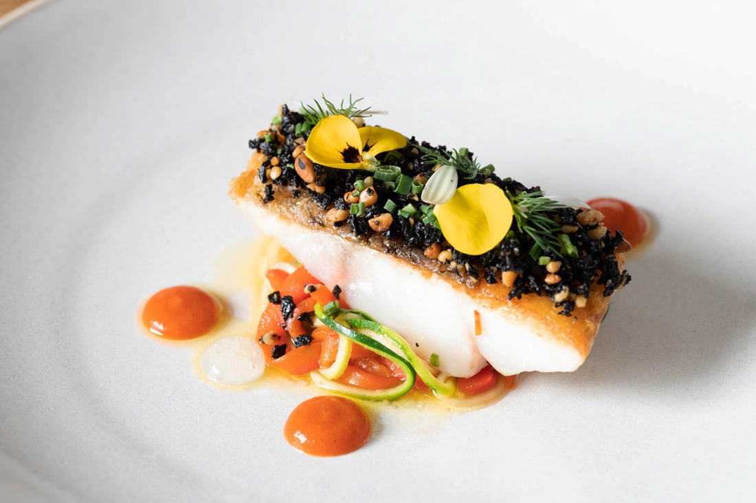 Bass dish at Ronnie's of Thornbury near Bristol