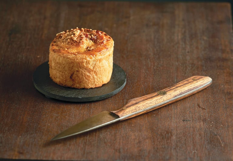 Chorizo brioche with onion compote