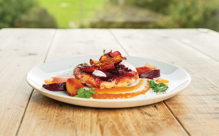 Beetroot tarte tatin