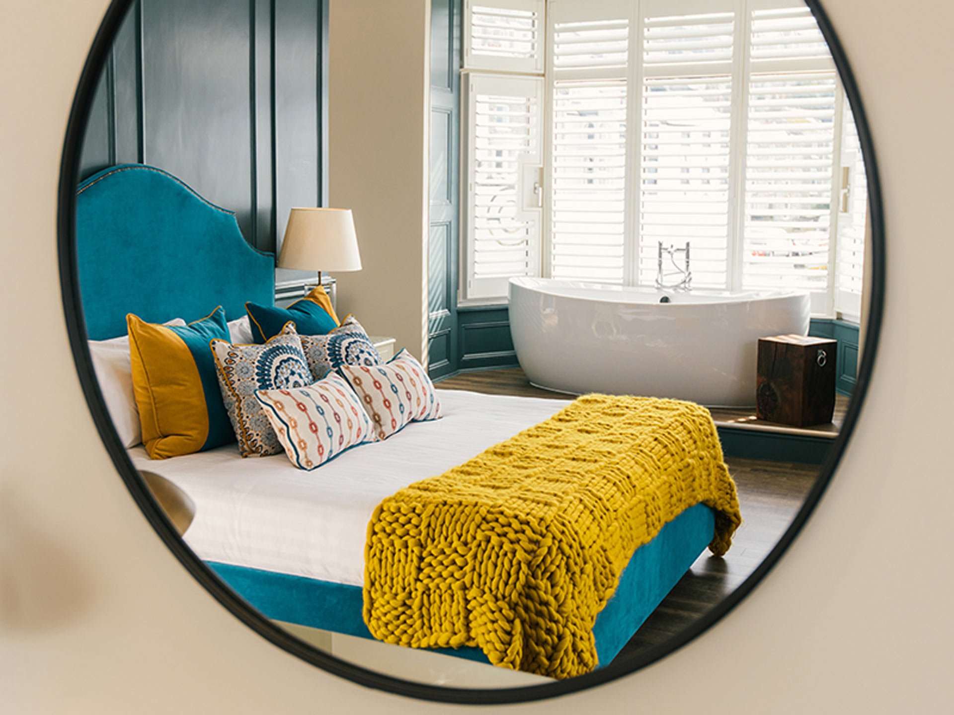 Room at The Greenbank Hotel with a free standing bath perfect for a winter break.