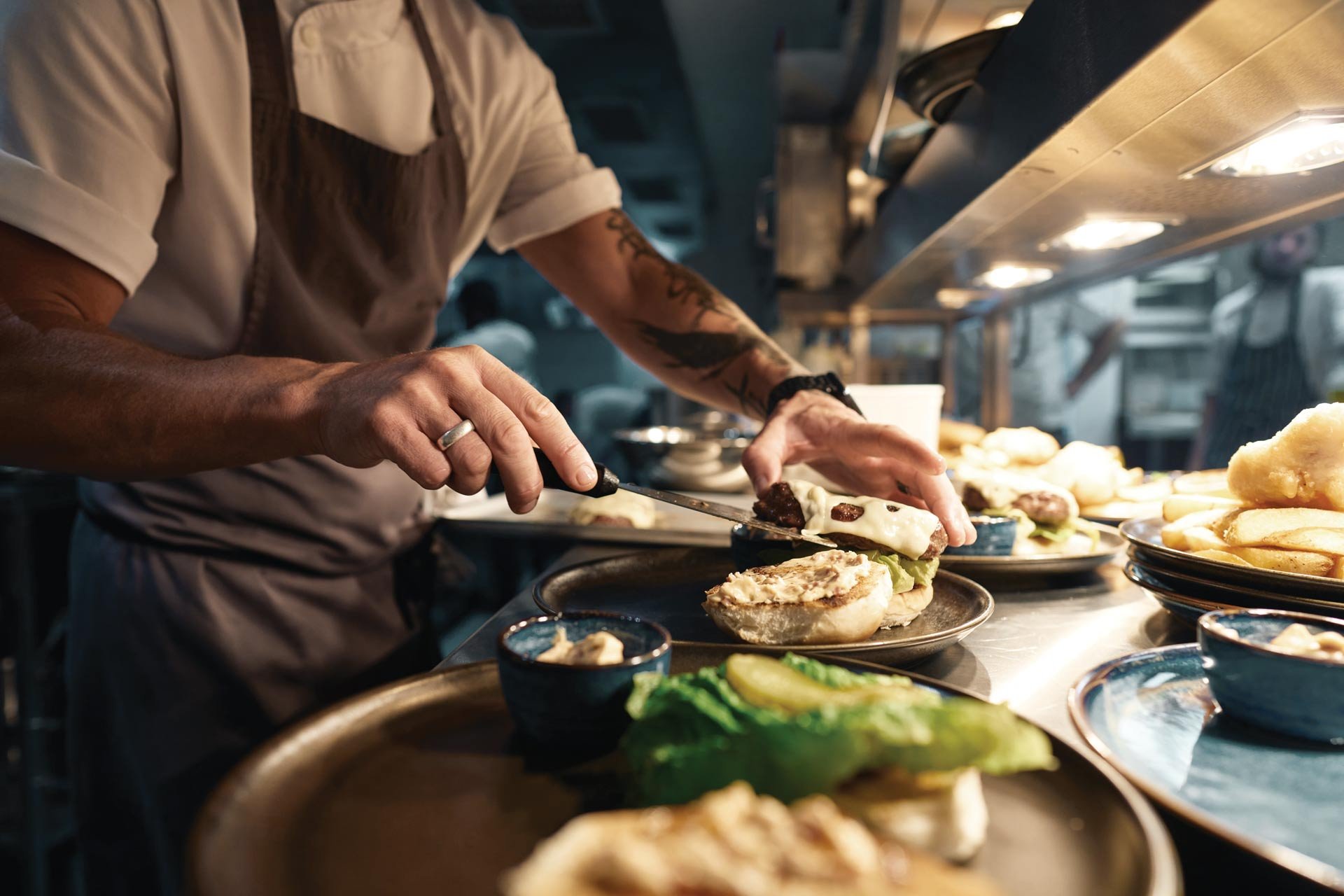 Food being plated at Pedn Olva in St Ives, Cornwall