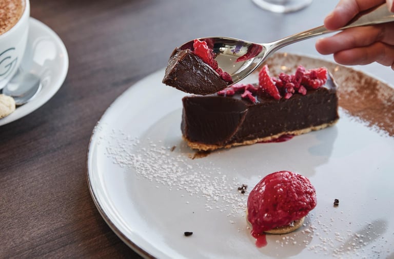 Chocolate marquise at The Greenbank Hotel in Falmouth