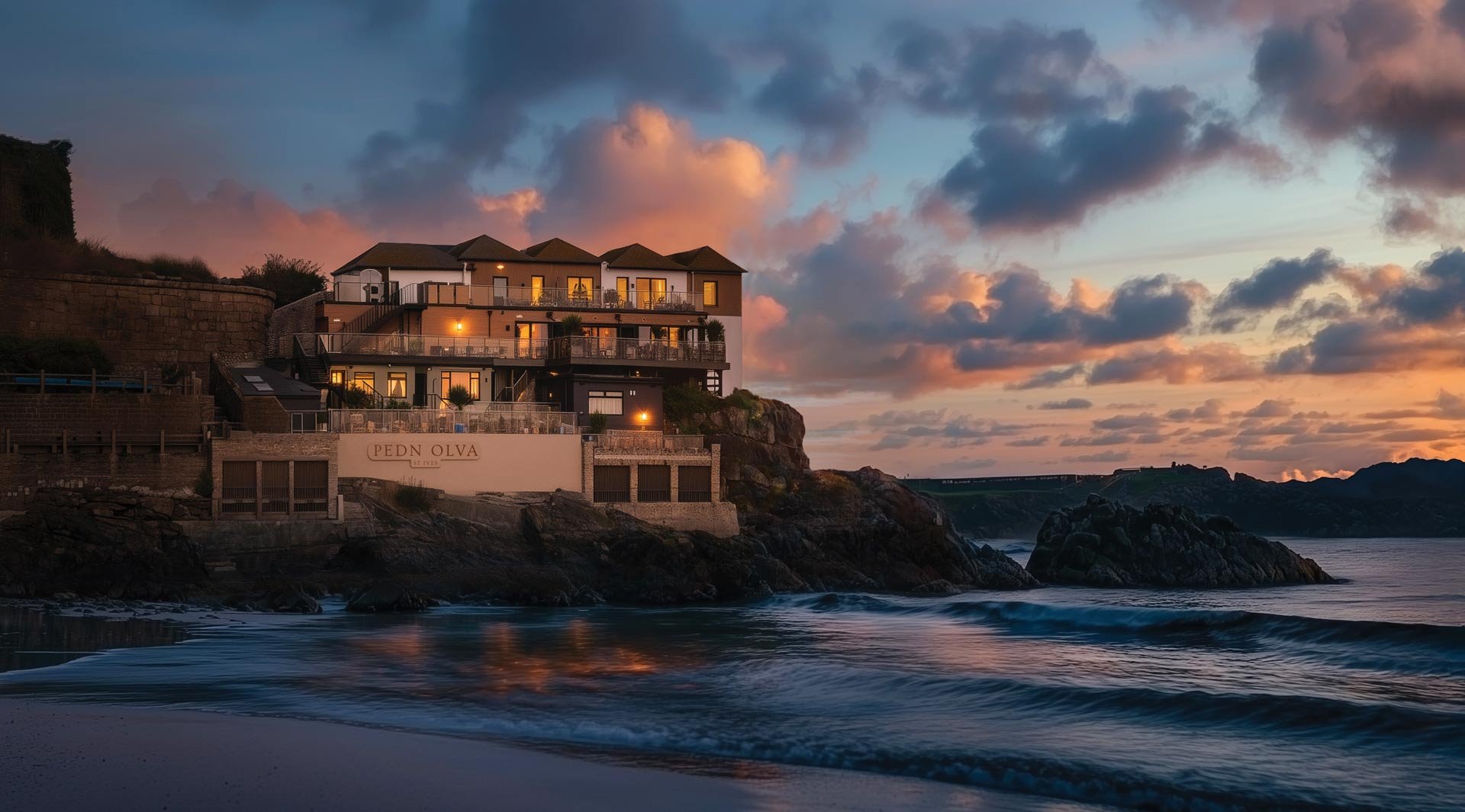 Pedn Olva overlooking the beach.