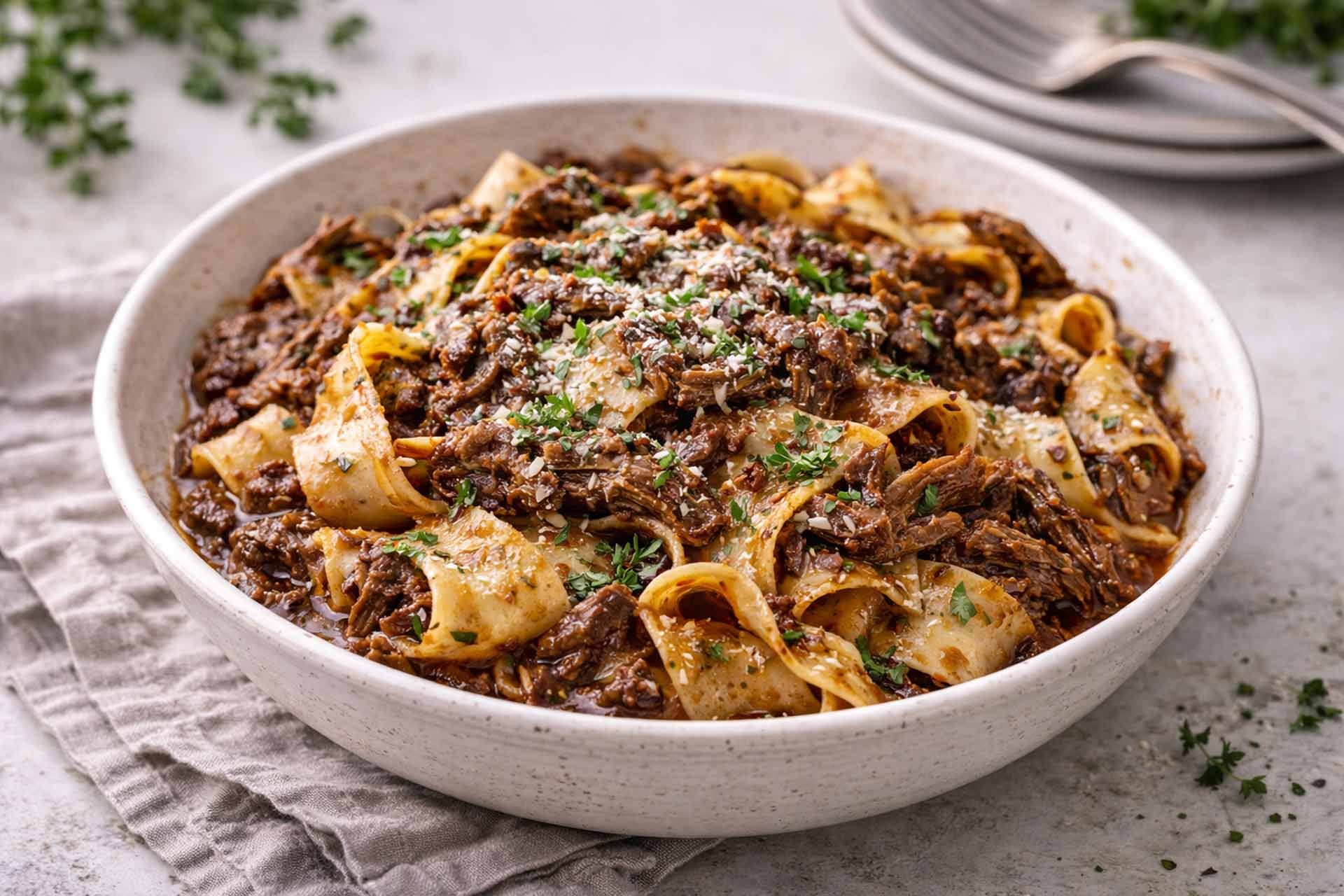 Slow-cooker recipes. Beef ragu parpadelle
