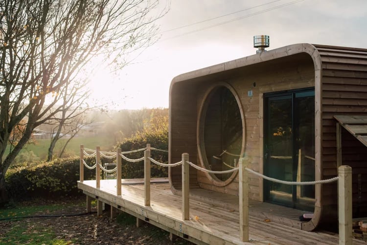 outdoor sauna at glebe house in devon