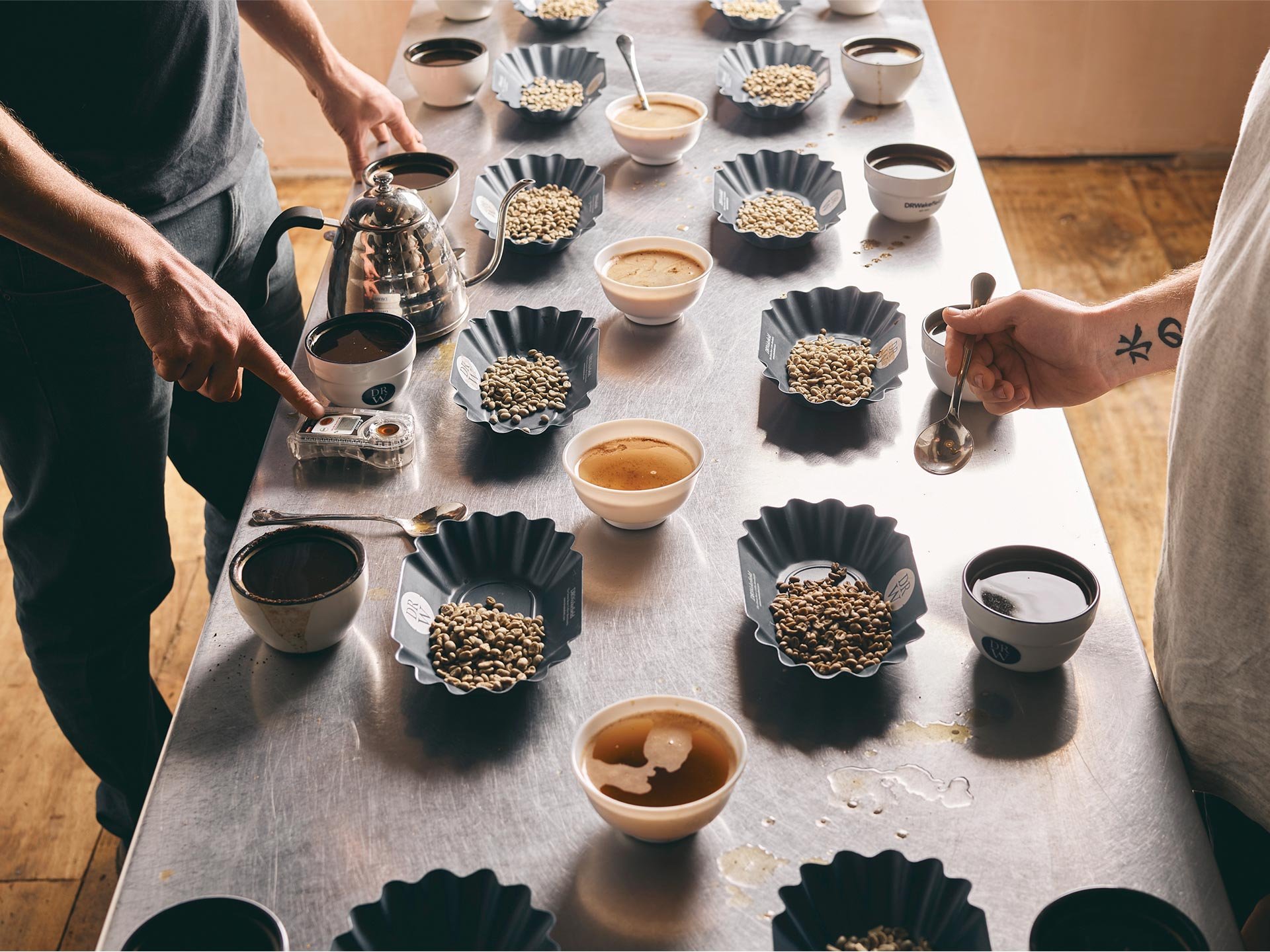 Brazier Coffee Roasters, team cupping coffee