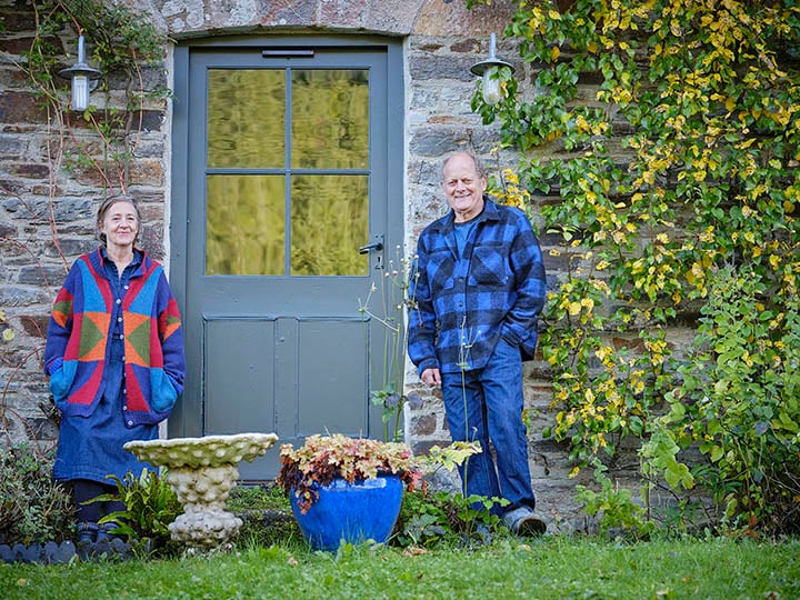 Mitchell & Dickinson secondary glazing case study Cornwall, clients by front door
