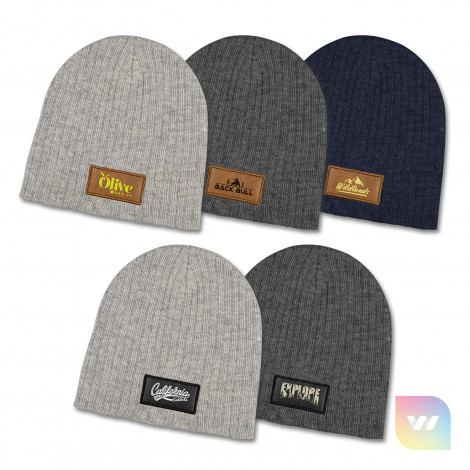 120950 - Nebraska Heather Cable Knit Beanie With Patch