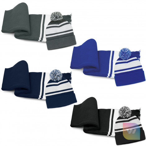 129251 - Commodore Scarf and Beanie with Pom Pom Set