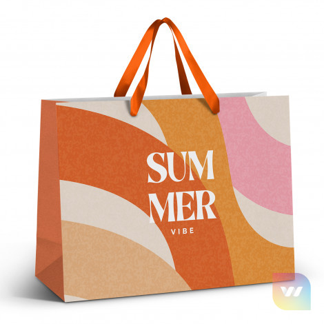 127180 - Extra Large Ribbon Handle Paper Bag - Full Colour