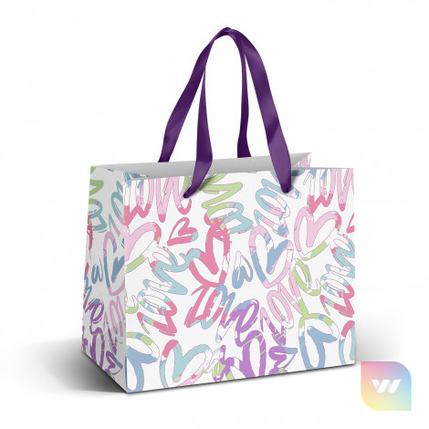 127178 - Medium Ribbon Handle Paper Bag - Full Colour