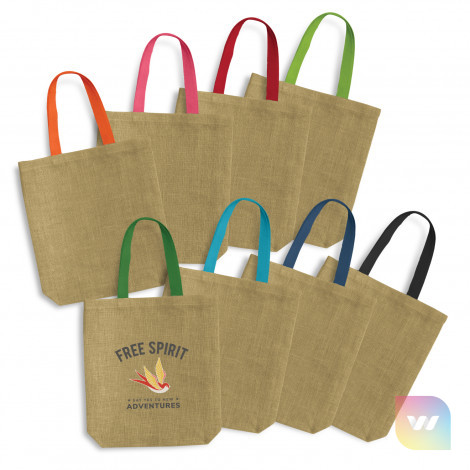 120518 - Thera Jute Tote Bag - Coloured Handles