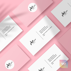 Pink and white business cards