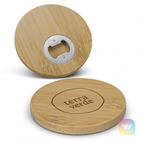 125938 - Bamboo Bottle Opener Coaster - Round
