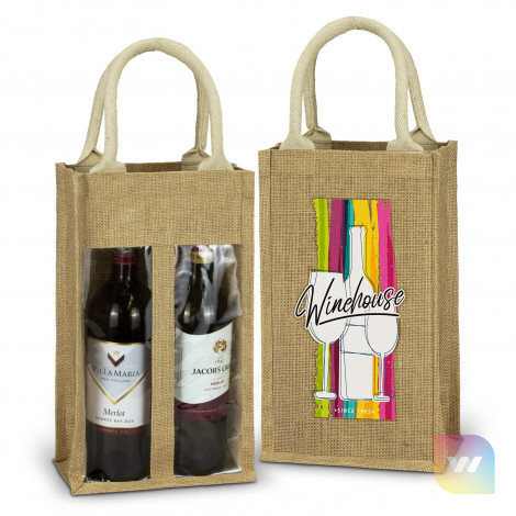 122950 - Serena Jute Double Wine Carrier