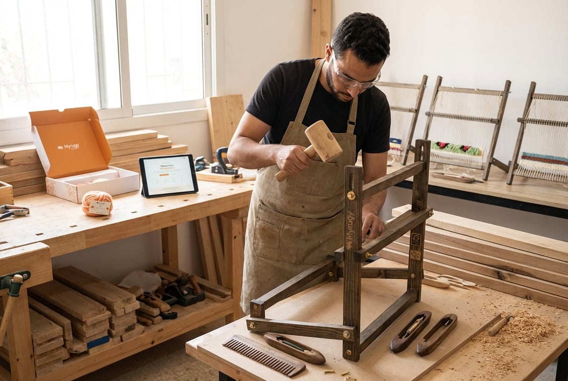 MyRugy loom construction with sustainably sourced, FSC-certified wood.