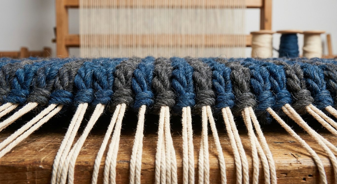 Warp spacing and wool thickness in MyRugy rug making