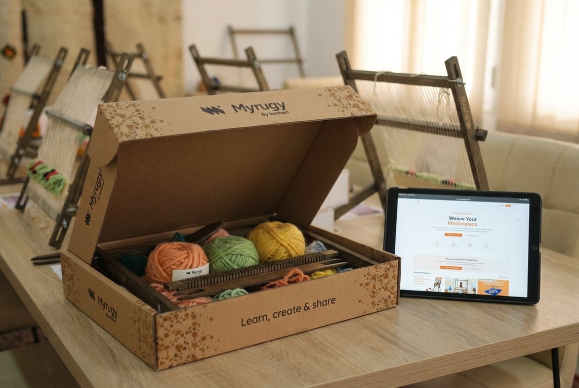 MyRugy box made from recycled cardboard, designed for recycling and reuse.