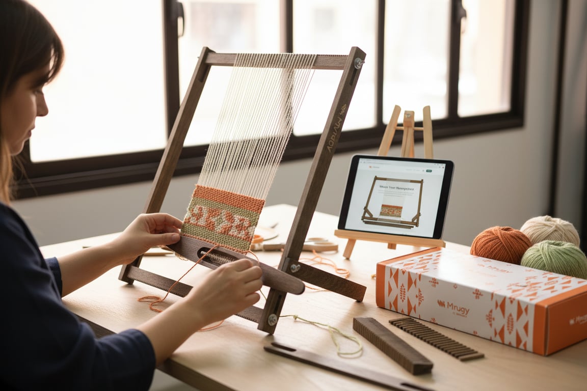 MyRugy Loom in use, promoting relaxation and reducing anxiety.