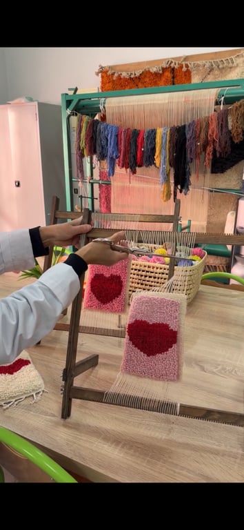 Interior of a Marrakech weaving workshop; authentic and cozy.