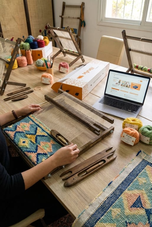 Advanced MyRugy weaving: Complex weaves and color theory.