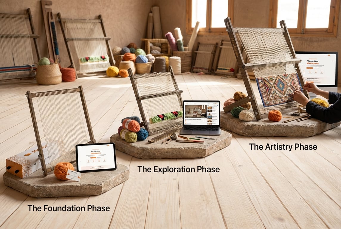 MyRugy Academy Curriculum phases: Foundation, Exploration, Artistry.