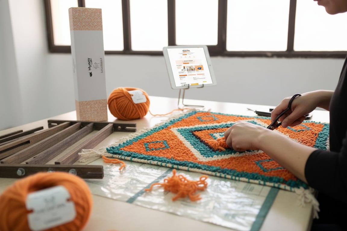 Carving MyRugy rug: creating texture with clippers