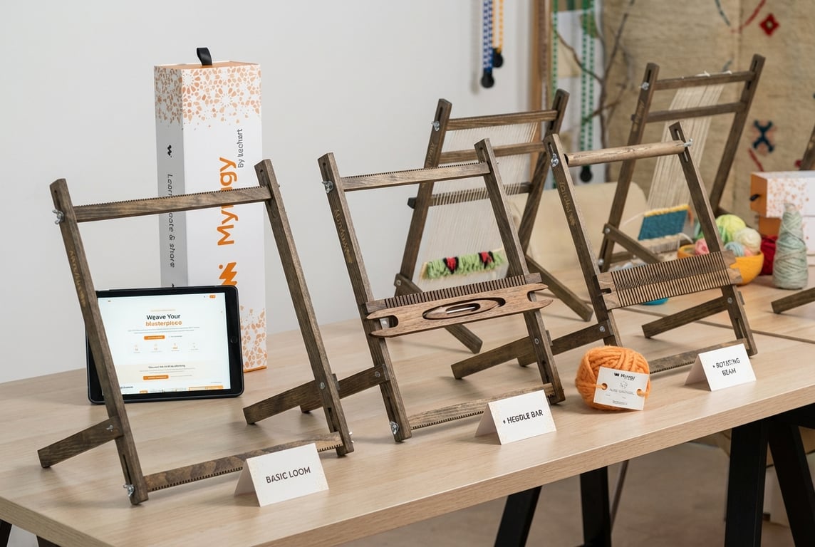 MyRugy Loom upgrades: Heddle Bar and Rotating Beam.