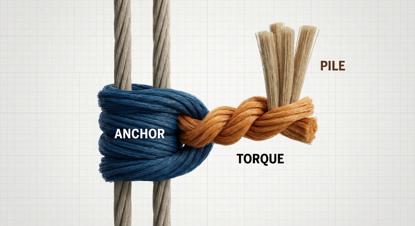 Anatomy of a rug knot: anchor, torque, and pile