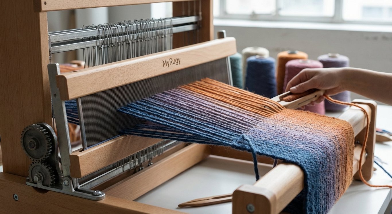 MyRugy loom: creating gradient with blended yarn colors