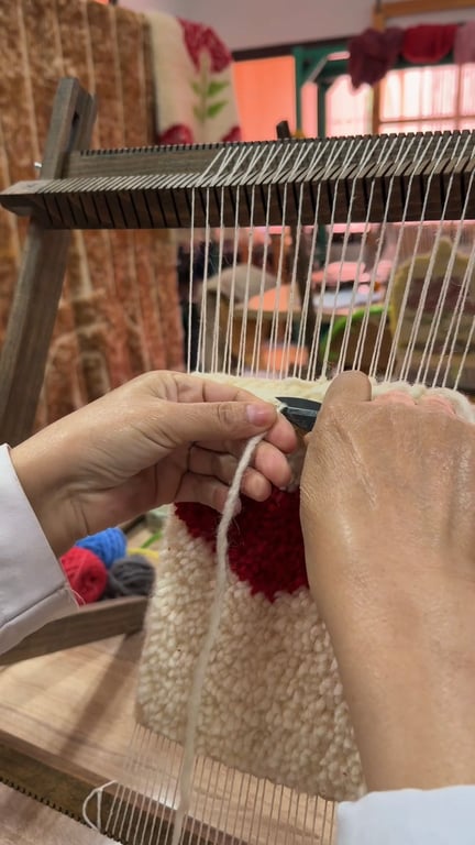 Handmade mini rug from MyRugy workshop, a lasting Marrakech memory.