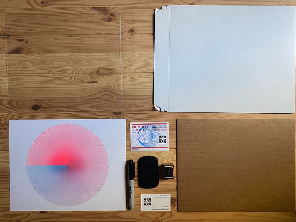 Packaged print flat lay