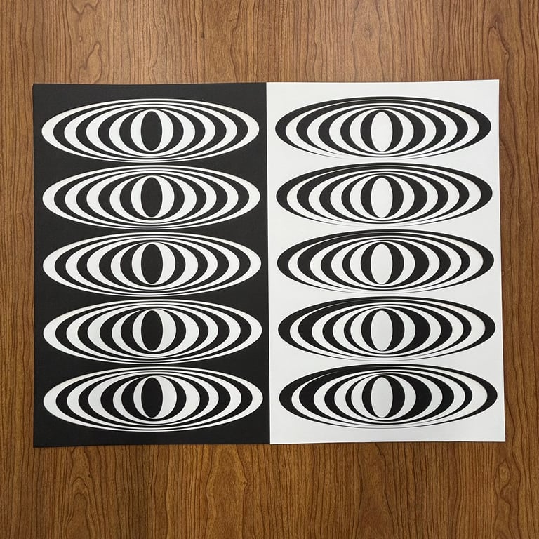 Plotter drawings and laser-cut paper reliefs comparison