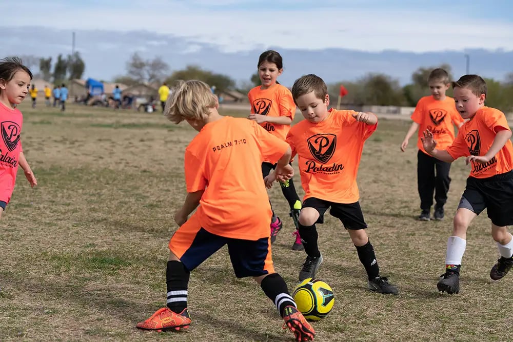 Kids playing soccer