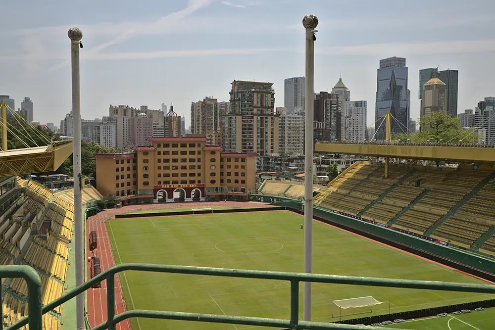 Football stadium in a city