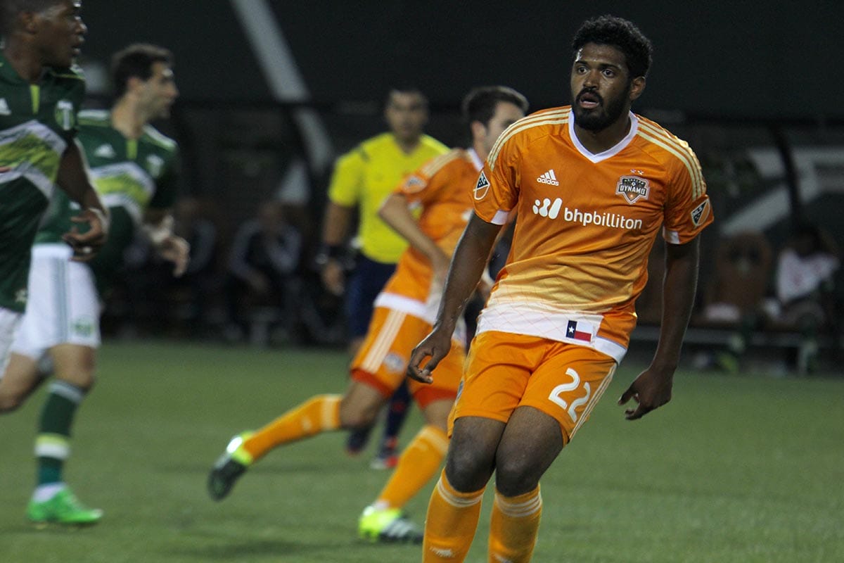 Rasheed Olabiyi midfielder for the Houston Dynamo at Providence Park in Portland,OR USA 8,21,15. Case#01831454