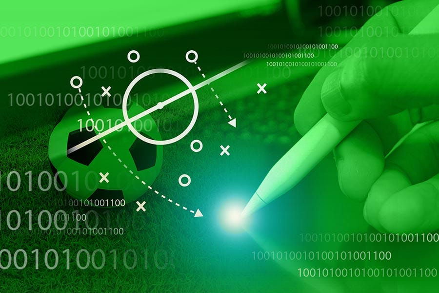 digital analysis in football tactics and soccer team manager, sport betting concept
