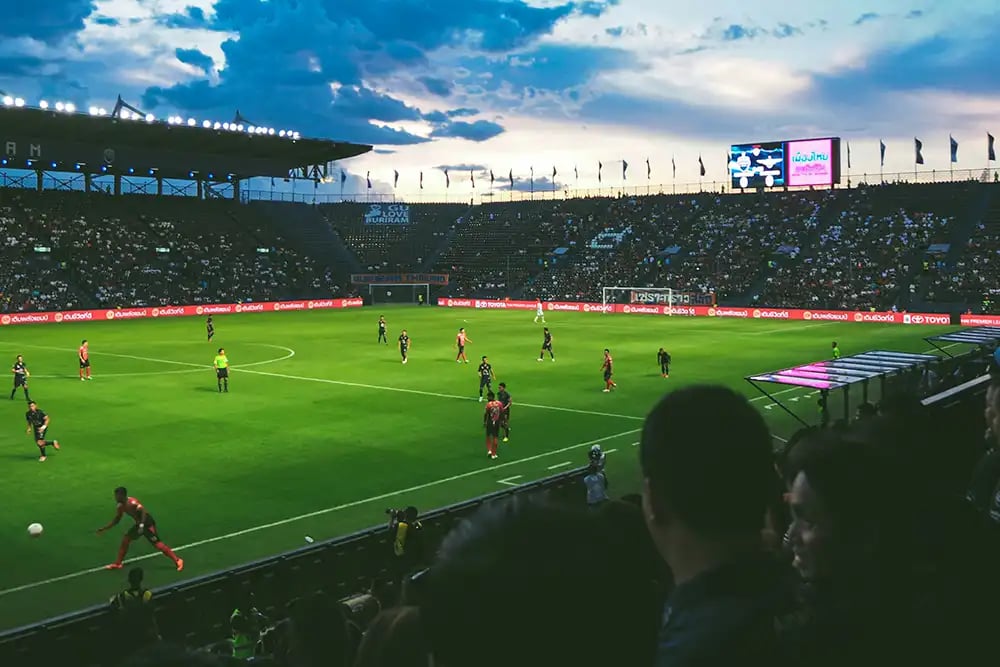 Football Match at Dusk
