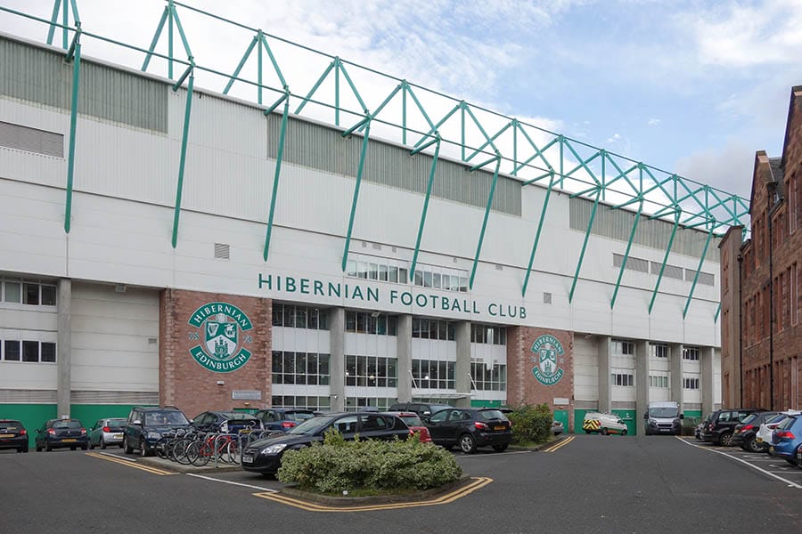 EDINBURGH, SCOTLAND - OCTOBER 23, 2019: Exterior view of Easter Road in Edinburgh, Scotland