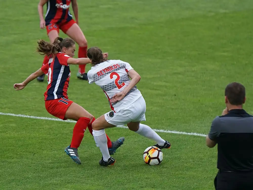 Womens Football Match Tackle