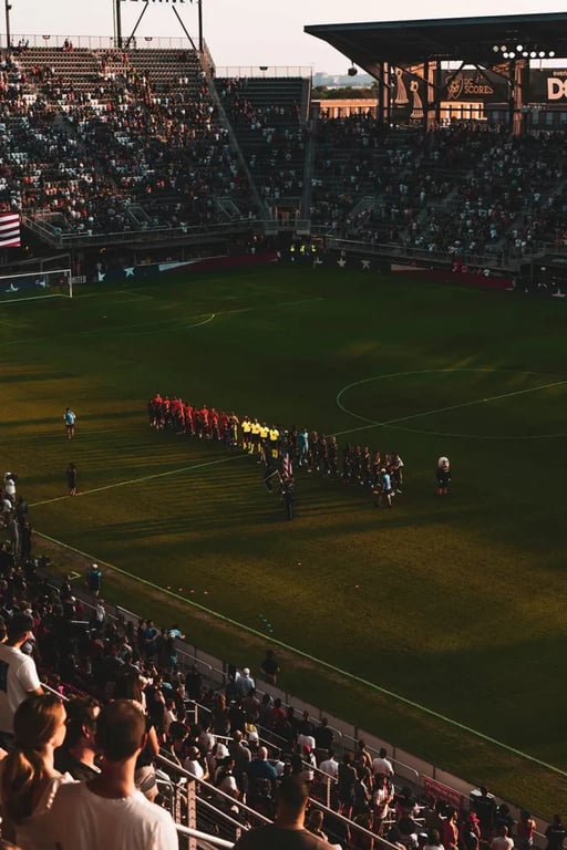 Soccer match at dusk