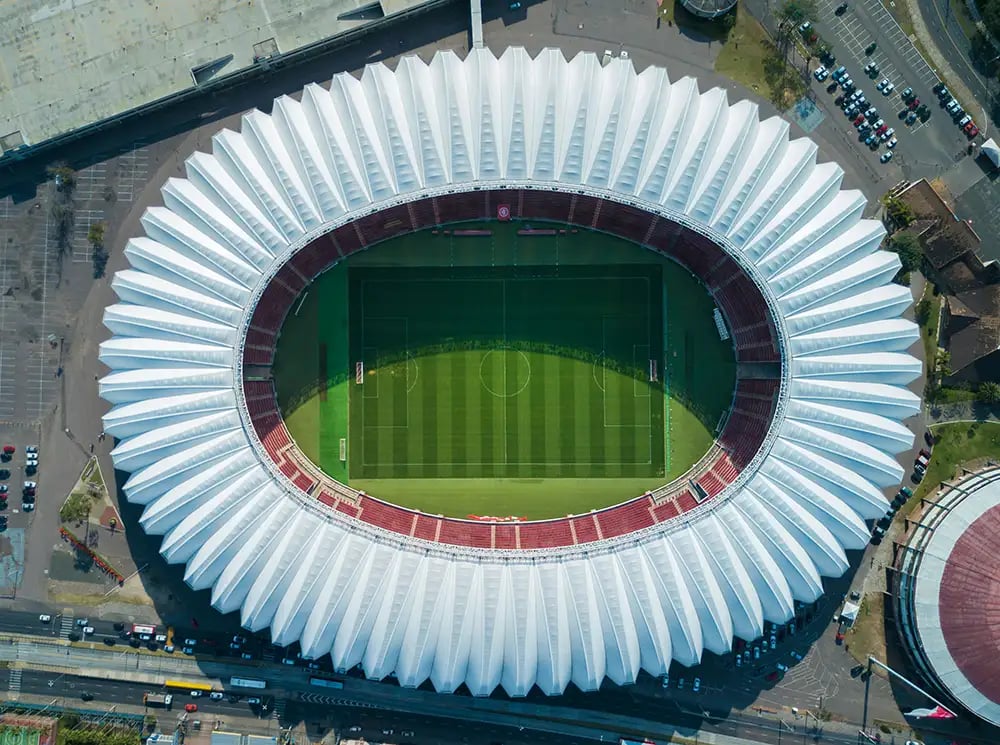 Drone photo of football stadium