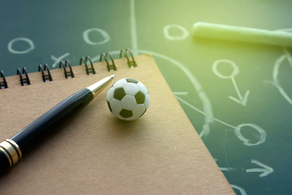 football game strategy tactic and instructing soccer team, football match analysis