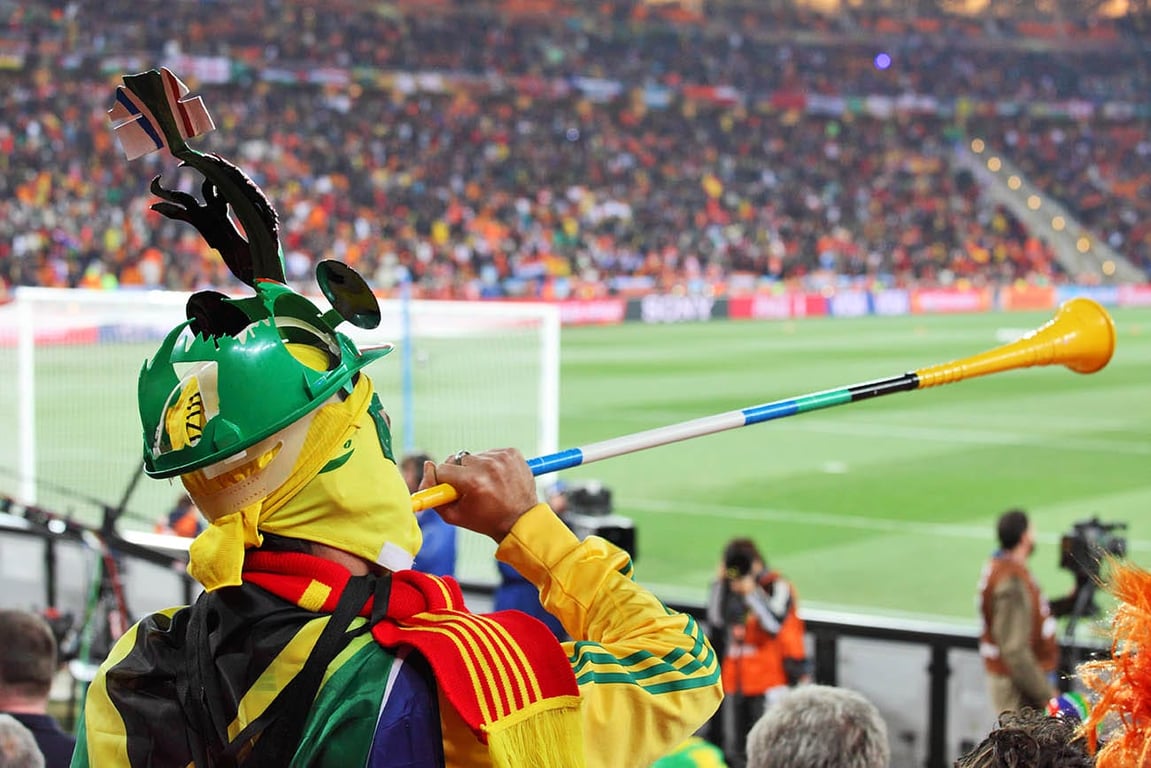 JOHANNESBURG - JULY 11 : Final at Soccer City Stadium: Spain vs. Netherlands on July 11, 2010 in Johannesburg. Spanish supporter with vuvuzela