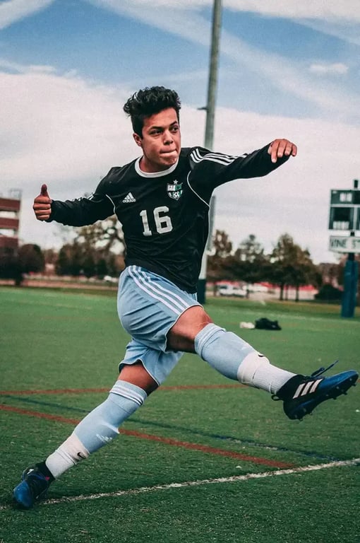 Young Man playing football
