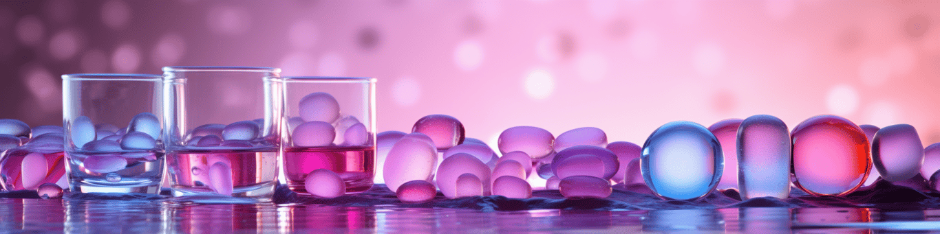 image of drug pills surrounding a glass of water symbolizing drug consumption