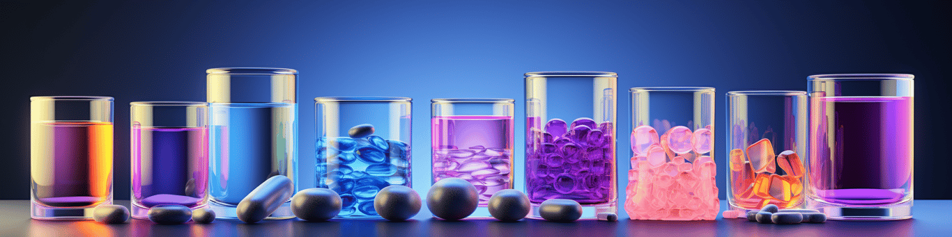 image of drug pills surrounding a glass of water symbolizing drug consumption